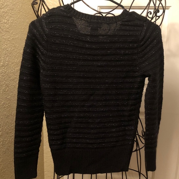 GUESS Girls Black Ribbed Sweater with Silver Details. M 10-12 NWOT - Picture 5 of 5